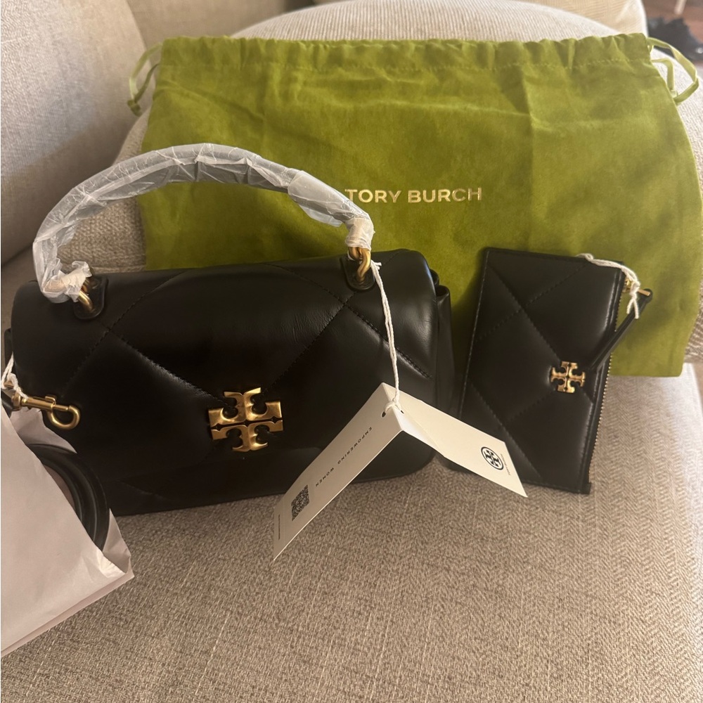 Tory Burch Black Quilted Shoulder Bag with Gold Accents